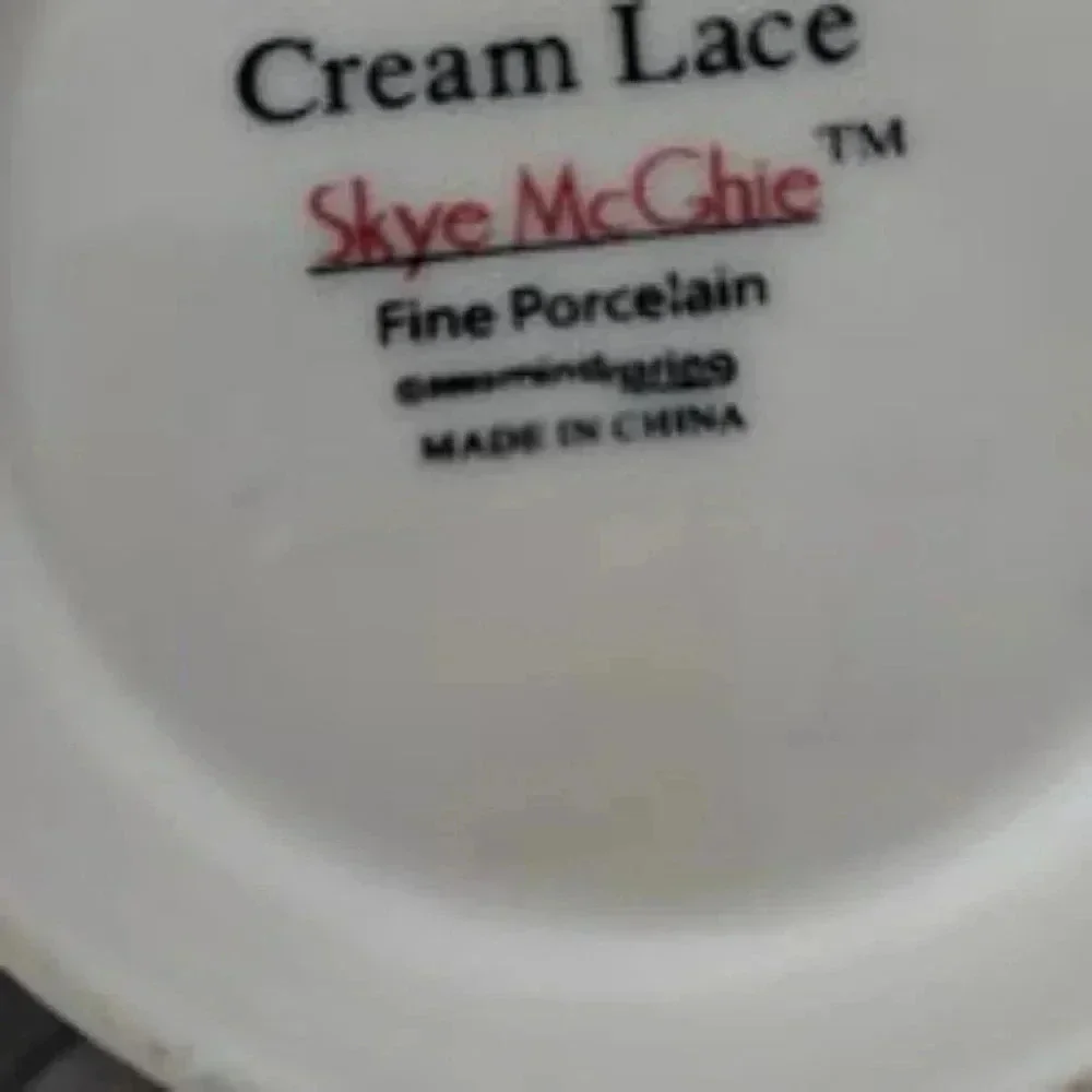 Skye McGhie Cream lace porcelain teapot and tea light warmer stand